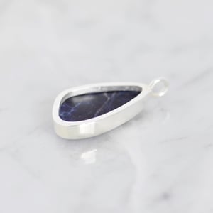Image of 'Cosmic Lung' Sodalite cabochon cut mixed shape silver necklace no.2