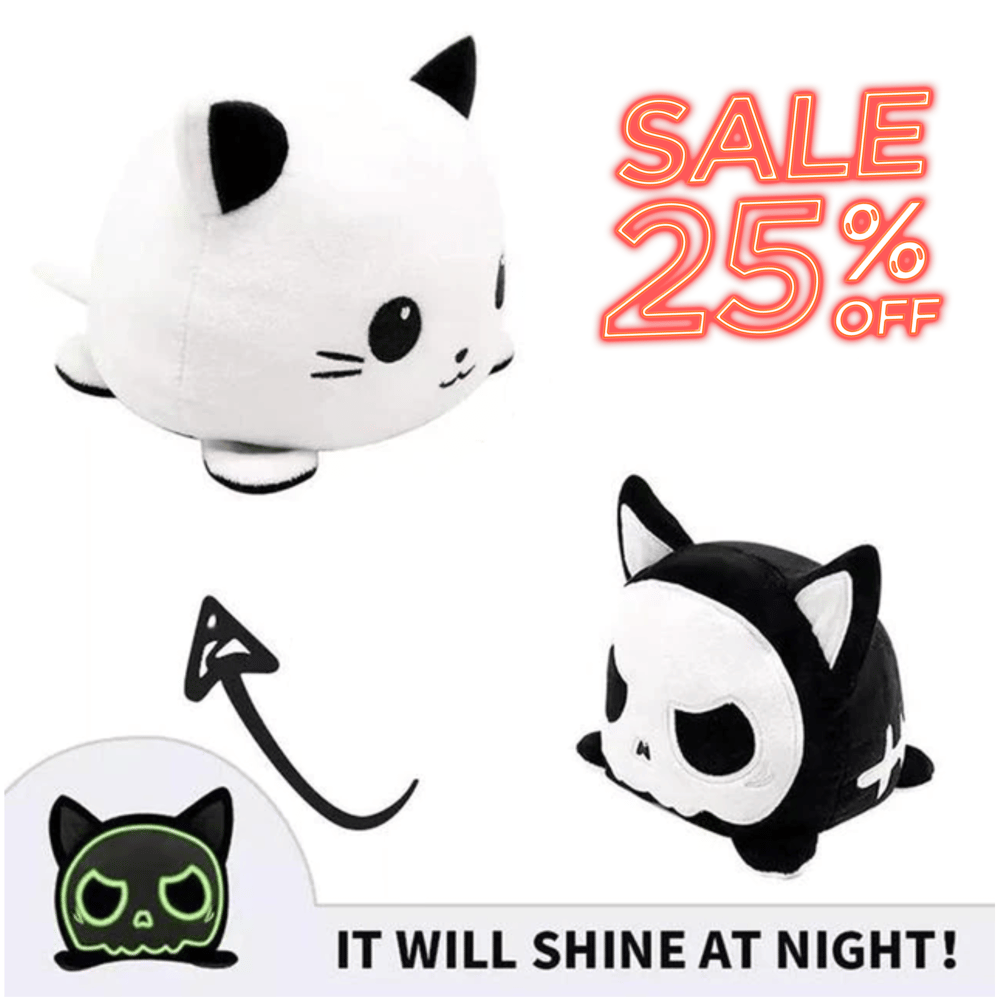 Image of Double-sided Reversible Cute Skull Cat [GLOW AT NIGHT!]