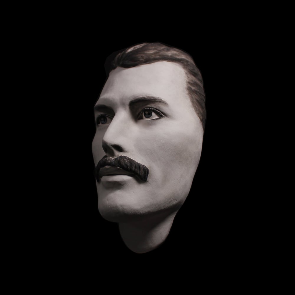 Freddie Mercury White Clay Mask Sculpture