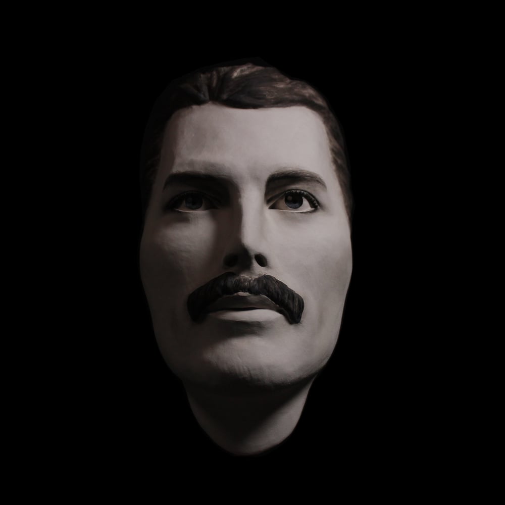 Freddie Mercury White Clay Mask Sculpture