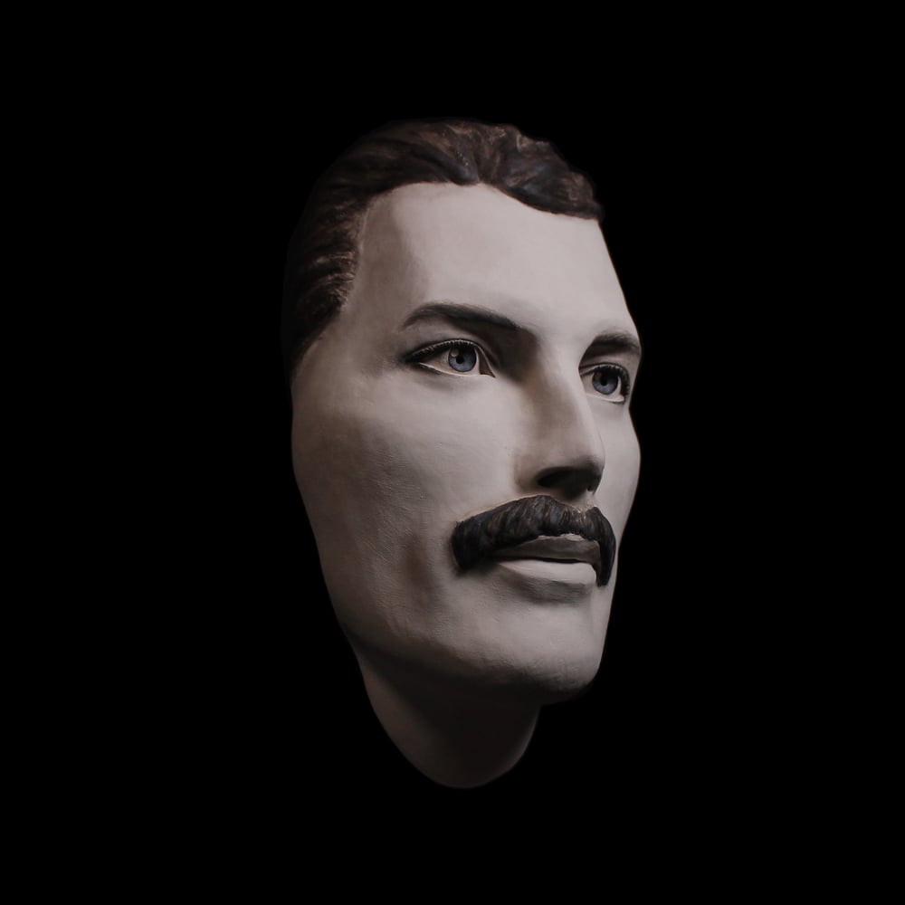Freddie Mercury White Clay Mask Sculpture