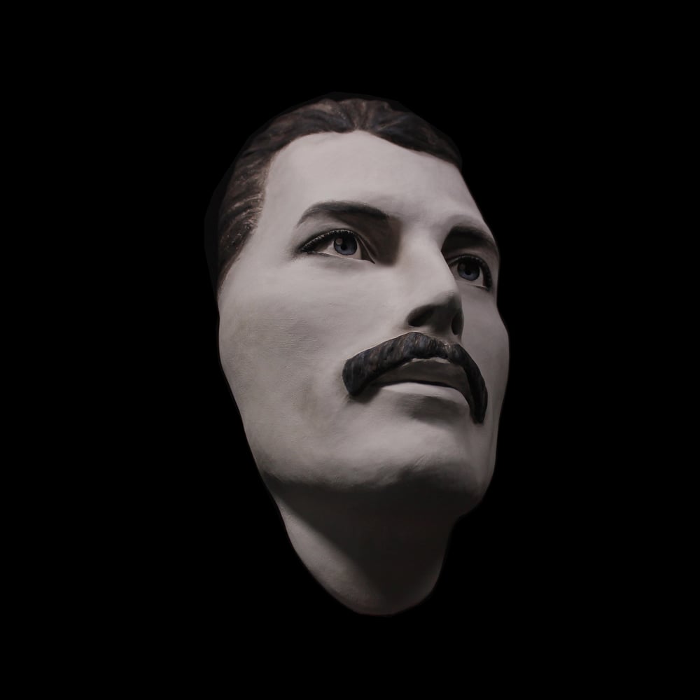 Freddie Mercury White Clay Mask Sculpture