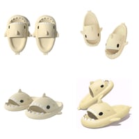 Beige Shark Slides 