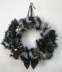 Image 1 of Monochrome Handmade festive door wreath. Featuring glitter nozzles and champagne corks! By Akit