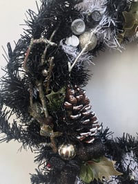 Image 2 of Monochrome Handmade festive door wreath. Featuring glitter nozzles and champagne corks! By Akit