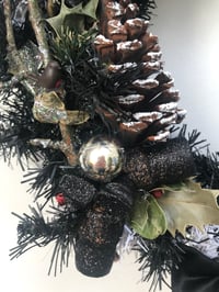 Image 4 of Monochrome Handmade festive door wreath. Featuring glitter nozzles and champagne corks! By Akit
