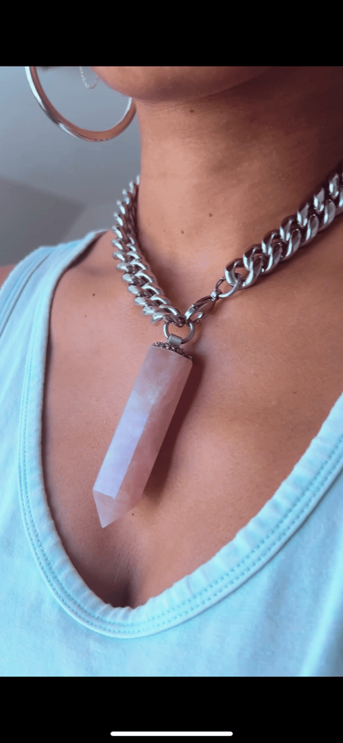 Image of ROSES 1.5 • Convertible Rose Quartz Lariat SILVER