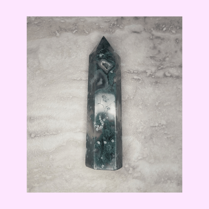 Image of Moss Agate Tower 3.3" (63g)