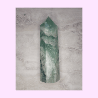 Image 1 of Green Snowflake Fluorite Tower 4.1" (155g)