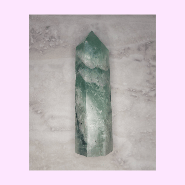 Image of Green Snowflake Fluorite Tower 4.1" (155g)
