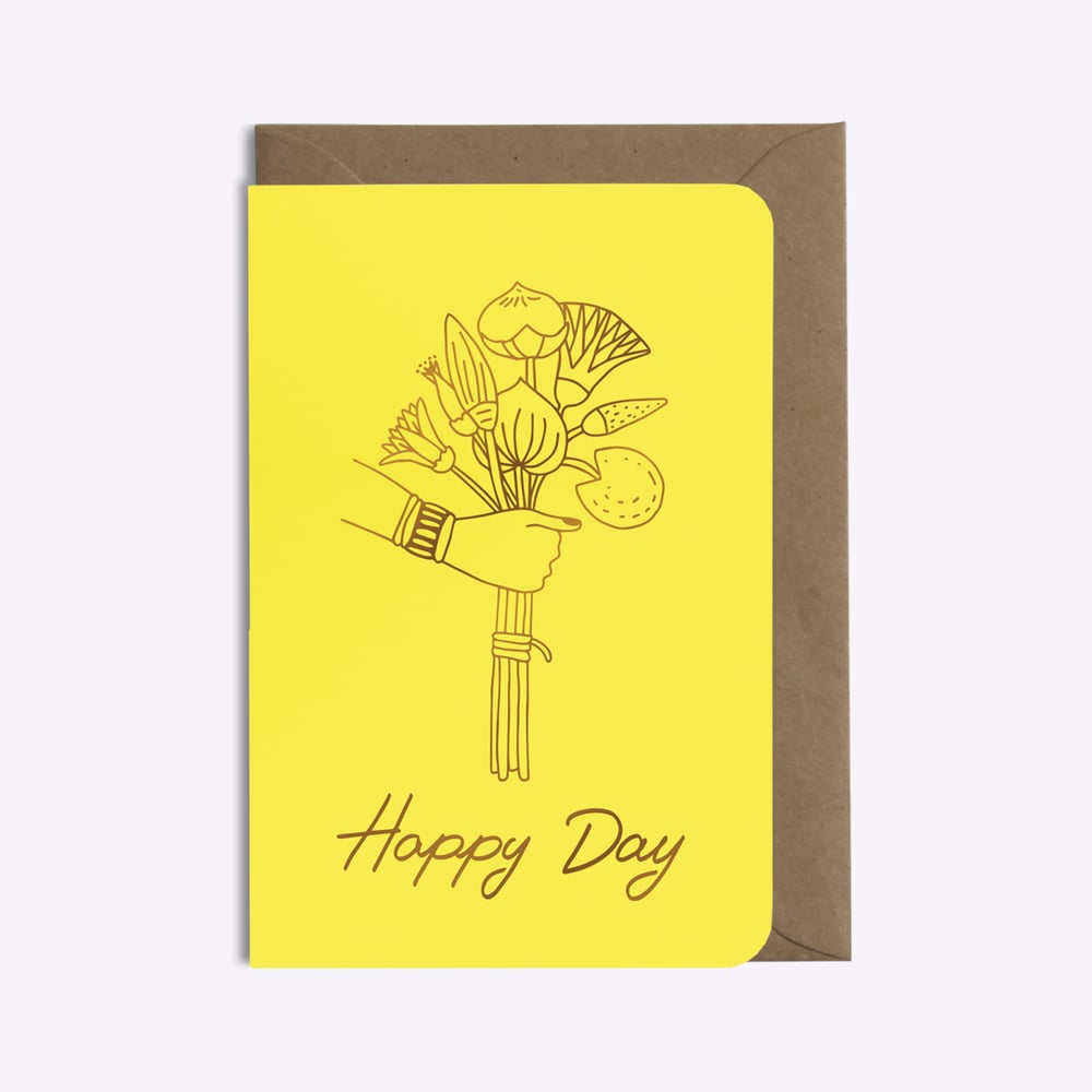Image of CARTE HAPPY DAY FLOWERS jaune