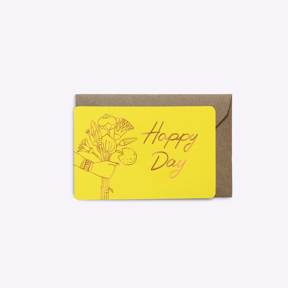 Image of MINI-CARTE HAPPY DAY FLOWERS jaune