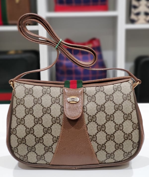 Image of Vtg. Gucci Brown Monogram Crossbody Bag