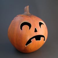 Image 3 of Sad Jack O Lantern Pumpkin for  Halloween Decor 