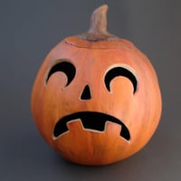 Image 2 of Sad Jack O Lantern Pumpkin for  Halloween Decor 