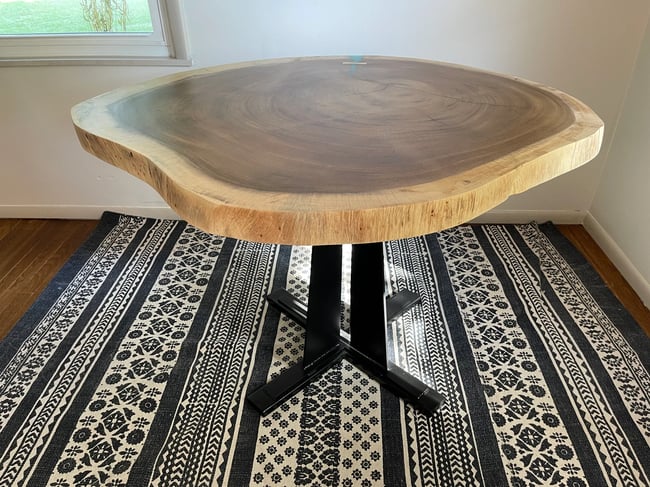 Ready to Ship! Live Edge Guanacaste Round Dining Table
