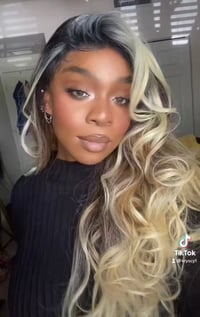 Image 5 of Black/Brown to Blonde Ombre Wave Wig