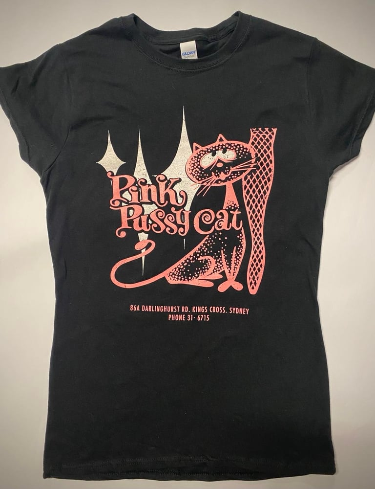 Image of Pink Pussycat - Ladies BLACK T-shirt