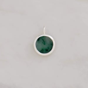 Image of Vietnam Green Jade flat round cut silver necklace