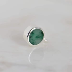 Image of Vietnam Green Jade flat round cut silver necklace