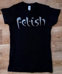 Image 3 of 'FETISH' tshirt METALLIC SILVER ON BLACK