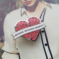 Image 2 of Mosaic Broken Hearts Enamel Pin