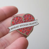 Image 3 of Mosaic Broken Hearts Enamel Pin