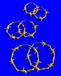 Image 4 of GOLD STAINLESS STEEL BARBED WIRE HOOPS 