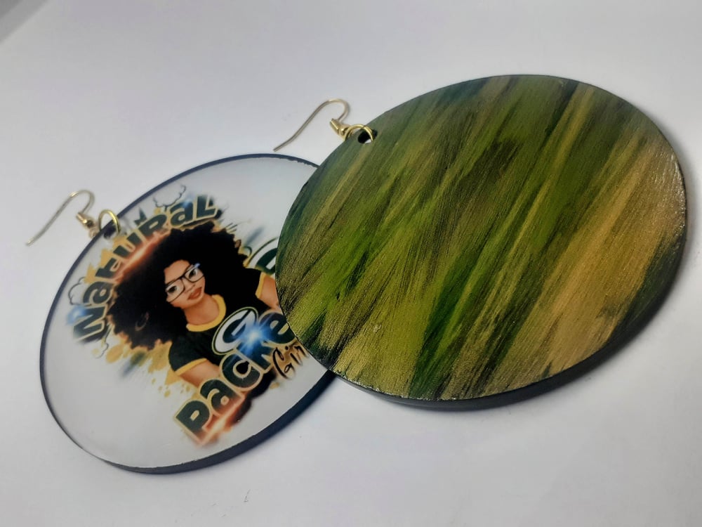 Image of Afrocentric, Natural Hair, Black Queen, Packers Team Inspired, Earrings