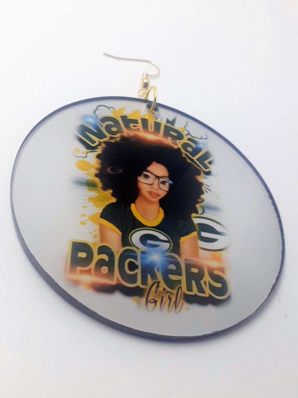 Image of Afrocentric, Natural Hair, Black Queen, Packers Team Inspired, Earrings