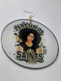 Image 2 of Football, Saints Inspired, Afrocentric, Custom Earrings