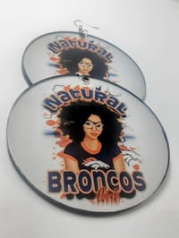 Image 1 of Team Inspired, Broncos, Natural Hair, Custom Earrings