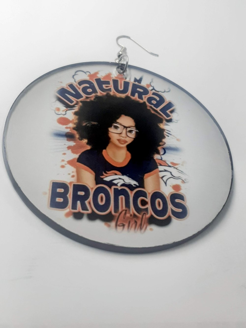 Image of Team Inspired Broncos Natural Hair Custom Earrings