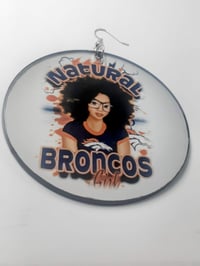 Image 2 of Team Inspired, Broncos, Natural Hair, Custom Earrings