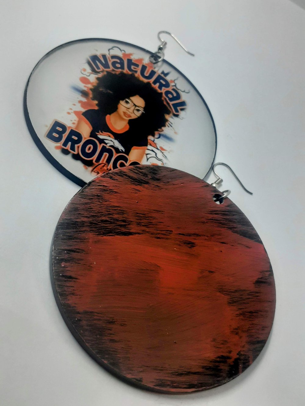 Image of Team Inspired, Broncos, Natural Hair, Custom Earrings