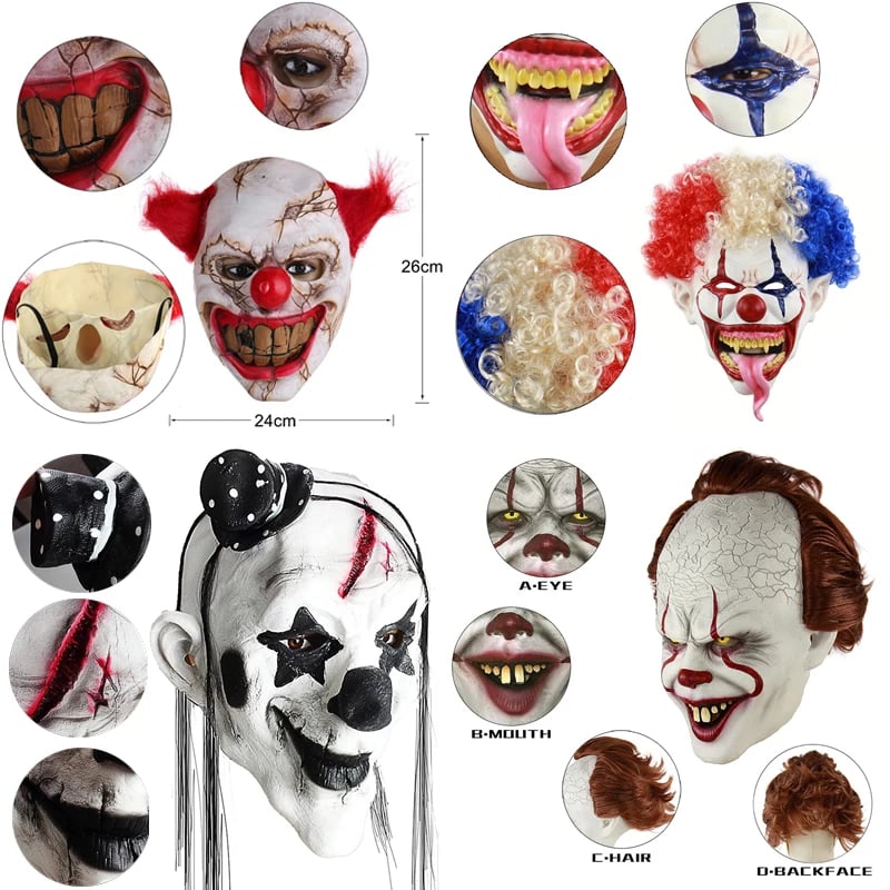 Image of  Scary Clown Halloween Horror Mask Latex Helmet