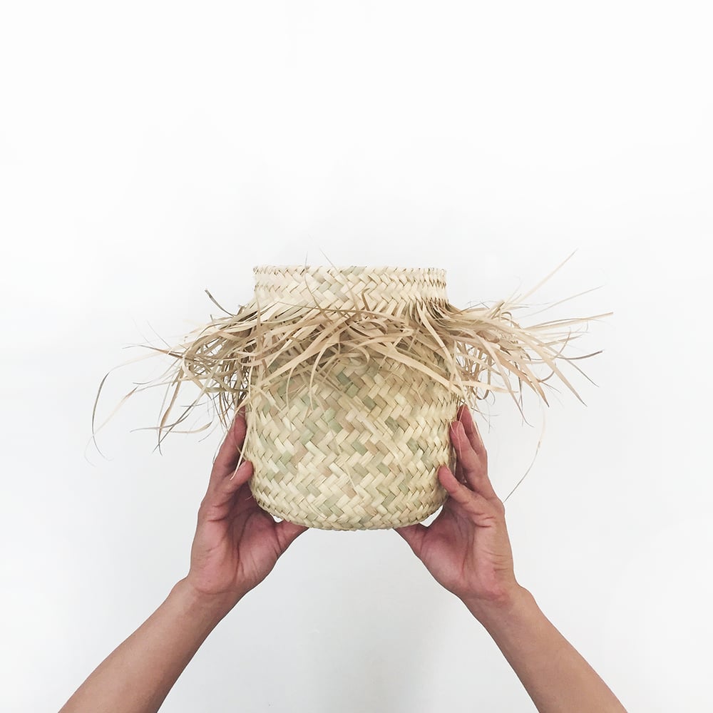 Image of Handwoven Palm Fringe Baskets