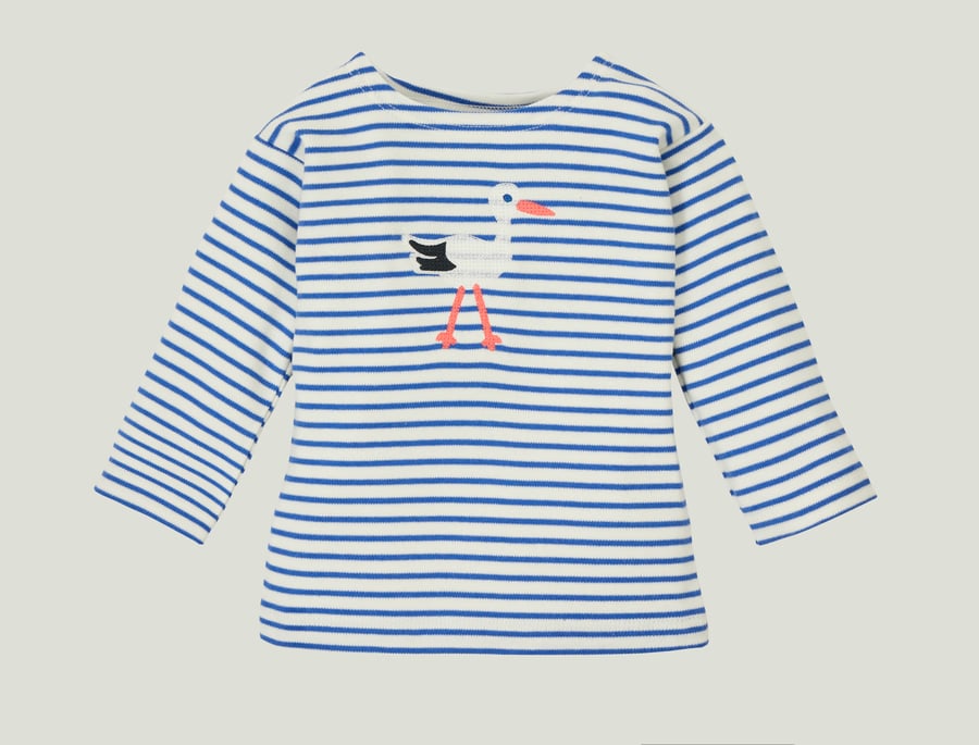 Image of NEU Shirt mit Storch blau gestreift Art. 285298