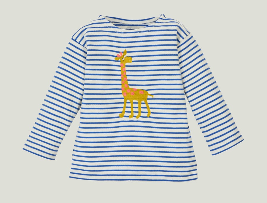 Image of NEU Shirt mit Giraffe blau gestreift Art. 201298