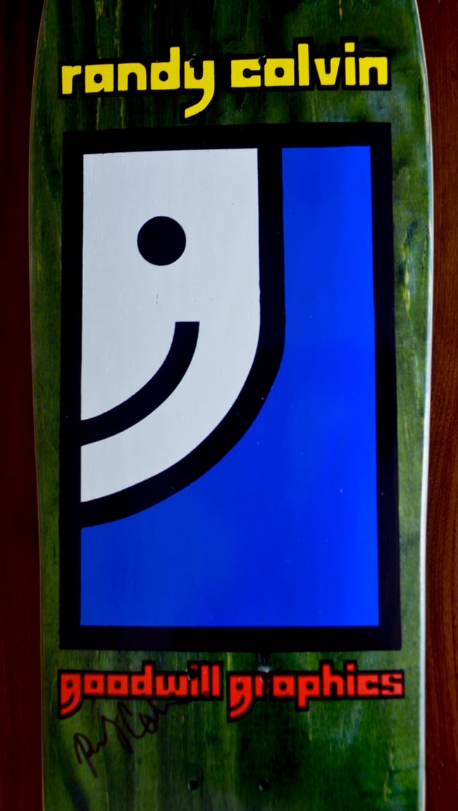 WORLD INDUSTRIES RANDY COLVIN GOODWILL SKATEBOARD DECK SIGNED