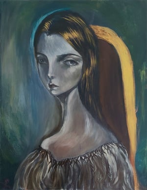 Image of The girl with the golden shadow * Original painting 