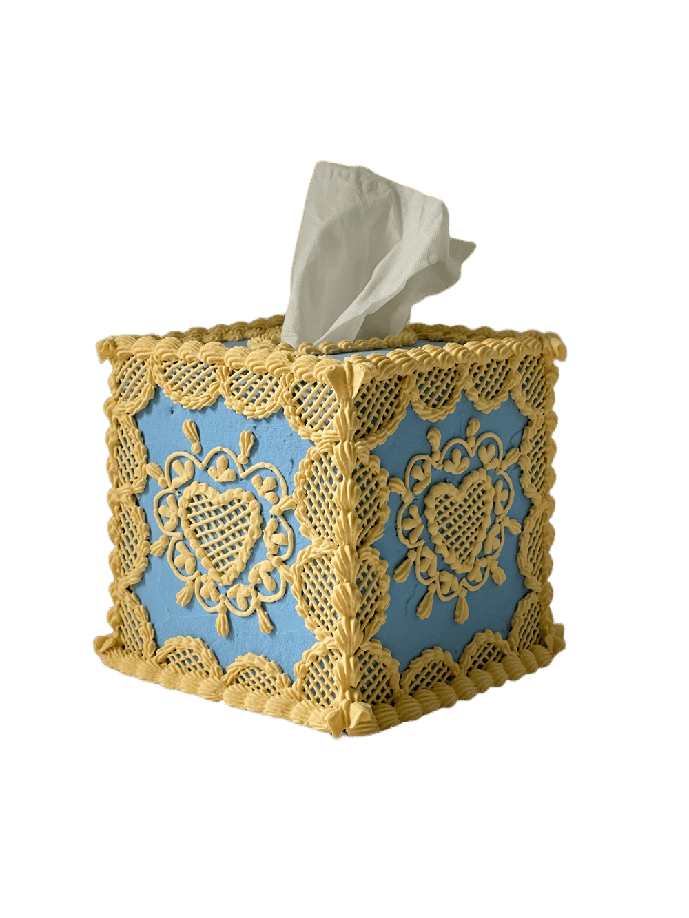 Image of Blue Lattice Tissue Box