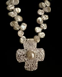 Image 3 of Keshi Pearl Necklace with cross pendant