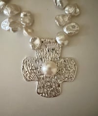 Image 4 of Keshi Pearl Necklace with cross pendant
