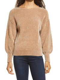 Tommy Bahama Luna Chenille Balloon Sleeve Sweater In Caramel