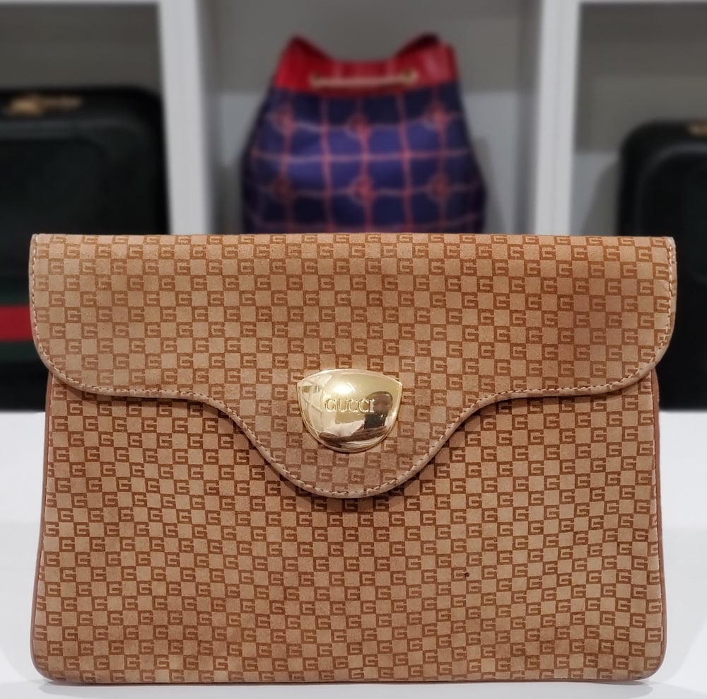 Vintage Gucci Monogram Envelope Clutch Bag