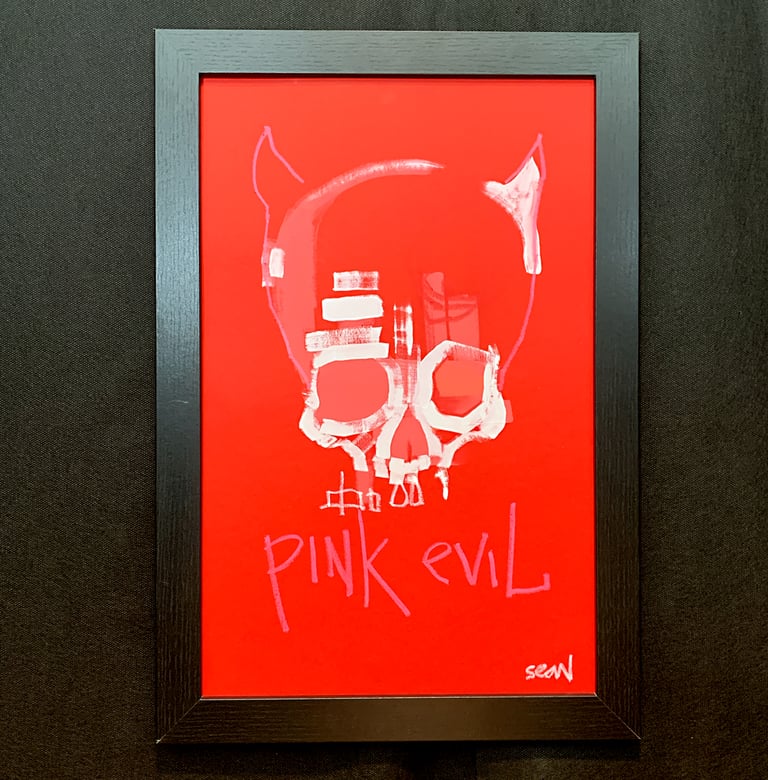 pink evil crimson (original painting) FRAMED