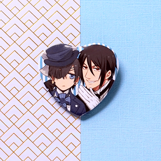 Black Butler Heart Button | Lightning Strikes Art