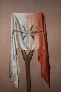 Image 1 of Red / White / Eucalptus / Silk scarf 