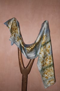 Image 1 of Botanically printed / Indigo / Silk scarf